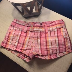 Pink plaid shorts